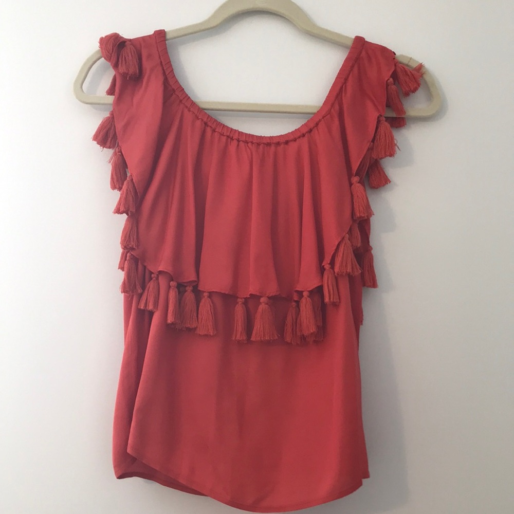 Off the shoulder intermix silk top